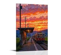 XMHMYHZJ Landscape Poster Station Scenery Under The Setting Sun Wall Art Mural Modern Decoration Hanging Art Poster 16x24inch(40x60cm)
