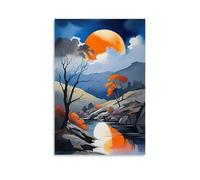 XMHMYHZJ Landscape Poster Sunset at River Valley by The Tree Branches Wall Art Mural Modern Decoration Hanging Art Poster 12x18inch(30x45cm)