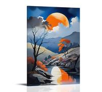 XMHMYHZJ Landscape Poster Sunset at River Valley by The Tree Branches Wall Art Mural Modern Decoration Hanging Art Poster 20x30inch(50x75cm)