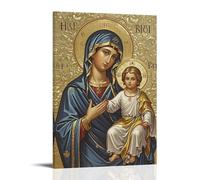 XMHMYHZJ Madonna And Child, Byzantine Icon Style, Gold Leaf Background, Solemn And Sacred Atmosphere Wall Art Mural Modern Decoration Hanging Art Poster 24x36inch(60x90cm)