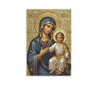 XMHMYHZJ Madonna And Child, Byzantine Icon Style, Gold Leaf Background, Solemn And Sacred Atmosphere Wall Art Mural Modern Decoration Hanging Art Poster 24x36inch(60x90cm)