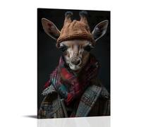 XMHMYHZJ Modern Art Animal Wall Decor Chic Yak with Warm Knit Hat And Colorful Scarf Wall Art Mural Modern Decoration Hanging Art Poster 16x24inch(40x60cm)