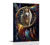 XMHMYHZJ Modern Art Wolves Dream Catcher for Home Décor Wall Art Mural Modern Decoration Hanging Art Poster 12x18inch(30x45cm)
