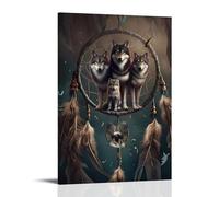 XMHMYHZJ Modern Art Wolves Dreamcatcher Elegant Home Décor with A Twist of Native American Flair Wall Art Mural Modern Decoration Hanging Art Poster 08x12inch(20x30cm)