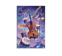 XMHMYHZJ Music Poster Design with A Cello And Bass in Front of Drums Wall Art Mural Modern Decoration Hanging Art Poster 20x30inch(50x75cm)