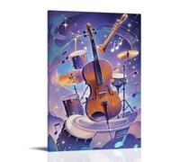 XMHMYHZJ Music Poster Design with A Cello And Bass in Front of Drums Wall Art Mural Modern Decoration Hanging Art Poster 20x30inch(50x75cm)