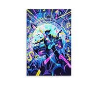 XMHMYHZJ Music Poster Featuring A Musician on Stage And A Keyboard Surrounded by Notes Wall Art Mural Modern Decoration Hanging Art Poster 08x12inch(20x30cm)