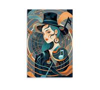 XMHMYHZJ Music Poster for A Jazz Band And Orchestra with Various Musical Elements Wall Art Mural Modern Decoration Hanging Art Poster 24x36inch(60x90cm)