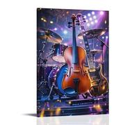 XMHMYHZJ Music Poster of Acoustic Instruments Including Music Gear Laying Down on A Stage Wall Art Mural Modern Decoration Hanging Art Poster 20x30inch(50x75cm)