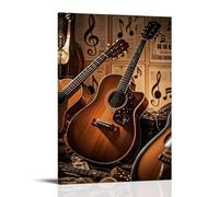 XMHMYHZJ Music Poster of Three Guitars in A Recording Studio with Many Notes on The Wall Art Mural Modern Decoration Hanging Art Poster 20x30inch(50x75cm)