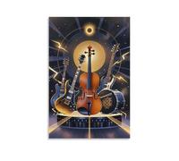 XMHMYHZJ Music Poster, Showing Violin And Bass Instruments on A Stage Wall Art Mural Modern Decoration Hanging Art Poster 08x12inch(20x30cm)