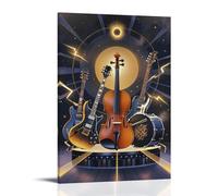 XMHMYHZJ Music Poster, Showing Violin And Bass Instruments on A Stage Wall Art Mural Modern Decoration Hanging Art Poster 20x30inch(50x75cm)