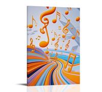 XMHMYHZJ Music Poster Shows Colorful Musical Notes And Trebles on A Curvey Background Wall Art Mural Modern Decoration Hanging Art Poster 12x18inch(30x45cm)