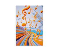 XMHMYHZJ Music Poster Shows Colorful Musical Notes And Trebles on A Curvey Background Wall Art Mural Modern Decoration Hanging Art Poster 20x30inch(50x75cm)