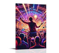 XMHMYHZJ Music Poster with Silhouette of Man on Stage Holding Music Notes Wall Art Mural Modern Decoration Hanging Art Poster 16x24inch(40x60cm)
