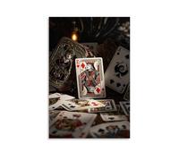 XMHMYHZJ Poker Poster Featuring Different Cards And Accessories on A Cloth Background Wall Art Mural Modern Decoration Hanging Art Poster 20x30inch(50x75cm)