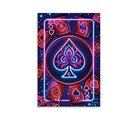 XMHMYHZJ Poker Poster Featuring Neon Casino Cards in A Square Wall Art Mural Modern Decoration Hanging Art Poster 08x12inch(20x30cm)