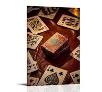 XMHMYHZJ Poker Poster on A Round Table with Ace And Back Playing Cards Wall Art Mural Modern Decoration Hanging Art Poster 12x18inch(30x45cm)