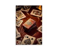 XMHMYHZJ Poker Poster on A Round Table with Ace And Back Playing Cards Wall Art Mural Modern Decoration Hanging Art Poster 20x30inch(50x75cm)