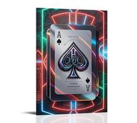 XMHMYHZJ Poker Poster with Colorful Neon Lights And A Card with The Spade Wall Art Mural Modern Decoration Hanging Art Poster 12x18inch(30x45cm)