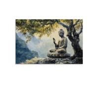 XMHMYHZJ QRM03G Buddhism Poster Buddha Statue in Peaceful Medi Wall Art Mural Modern Decoration Hanging Art Poster 20x30inch(50x75cm)