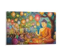 XMHMYHZJ RY82OJ Buddhism Poster Colorful Celebration of Buddha Wall Art Mural Modern Decoration Hanging Art Poster 12x18inch(30x45cm)