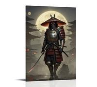 XMHMYHZJ Samurai Poster Ghost Warrior Holding A Knife Under The Moonlight Wall Art Mural Modern Decoration Hanging Art Poster 24x36inch(60x90cm)