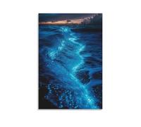 XMHMYHZJ Scenery Poster Bioluminescent Plankton Waves Wall Art Mural Modern Decoration Hanging Art Poster 20x30inch(50x75cm)