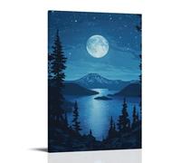 XMHMYHZJ Scenery Poster Moonlight on Crater Lake Wall Art Mural Modern Decoration Hanging Art Poster 16x24inch(40x60cm)