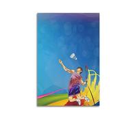 XMHMYHZJ Sports Poster, Wall Decoration Painting, Watercolor Painting, Badminton, Athlete Wall Art Mural Modern Decoration Hanging Art Poster 24x36inch(60x90cm)