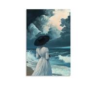 XMHMYHZJ Summer Storm Over The Ocean An Oil Artwork of Dark Clouds And Crashing Waves Wall Art Mural Modern Decoration Hanging Art Poster 16x24inch(40x60cm)