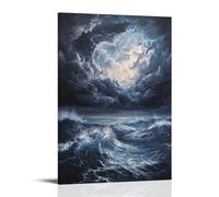XMHMYHZJ Summer Storm Over The Ocean An Oil Rendering of Dark Clouds And Crashing Waves Wall Art Mural Modern Decoration Hanging Art Poster 20x30inch(50x75cm)