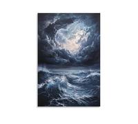 XMHMYHZJ Summer Storm Over The Ocean An Oil Rendering of Dark Clouds And Crashing Waves Wall Art Mural Modern Decoration Hanging Art Poster 08x12inch(20x30cm)