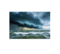 XMHMYHZJ Summer Storm Over The Ocean with Dark Clouds And Crashing Waves Wall Art Mural Modern Decoration Hanging Art Poster 12x18inch(30x45cm)