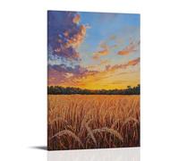 XMHMYHZJ Summer Sunset Over The Fields An Oil Painting of Warm Hues And A Harvest Ready Wall Art Mural Modern Decoration Hanging Art Poster 20x30inch(50x75cm)