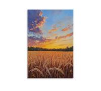 XMHMYHZJ Summer Sunset Over The Fields An Oil Painting of Warm Hues And A Harvest Ready Wall Art Mural Modern Decoration Hanging Art Poster 16x24inch(40x60cm)