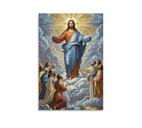 XMHMYHZJ The Ascension of Jesus, Floating Into Clouds, Disciples Gazing Upward, Byzantine Golden Sky Wall Art Mural Modern Decoration Hanging Art Poster 24x36inch(60x90cm)