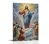 XMHMYHZJ The Ascension of Jesus, Floating Into Clouds, Disciples Gazing Upward, Byzantine Golden Sky Wall Art Mural Modern Decoration Hanging Art Poster 16x24inch(40x60cm)