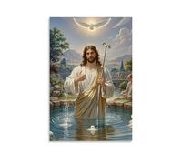 XMHMYHZJ The Baptism of Christ, Jordan River, Divine Dove, Neoclassical Purity Wall Art Mural Modern Decoration Hanging Art Poster 08x12inch(20x30cm)