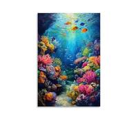 XMHMYHZJ The Beauty of A Coral Reef An Oil Artwork of Vibrant Colors And Marine Life Wall Art Mural Modern Decoration Hanging Art Poster 24x36inch(60x90cm)