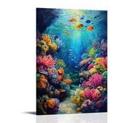 XMHMYHZJ The Beauty of A Coral Reef An Oil Artwork of Vibrant Colors And Marine Life Wall Art Mural Modern Decoration Hanging Art Poster 08x12inch(20x30cm)