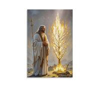 XMHMYHZJ The Burning Bush, Moses before Flames, Divine Light, Symbolist Mystical Style Wall Art Mural Modern Decoration Hanging Art Poster 16x24inch(40x60cm)