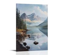 XMHMYHZJ The Calm of A Mountain Lake An Oil Rendering of Still Waters And Reflected Peaks Wall Art Mural Modern Decoration Hanging Art Poster 20x30inch(50x75cm)