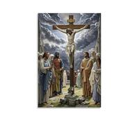 XMHMYHZJ The Crucifixion of Jesus, Gothic Style, Dark Skies, Emotional Crowd, Detailed Anatomy, Medieval Art Wall Art Mural Modern Decoration Hanging Art Poster 08x12inch(20x30cm)