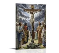 XMHMYHZJ The Crucifixion of Jesus, Gothic Style, Dark Skies, Emotional Crowd, Detailed Anatomy, Medieval Art Wall Art Mural Modern Decoration Hanging Art Poster 16x24inch(40x60cm)
