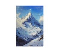 XMHMYHZJ The Grandeur of A Snow Capped Mountain An Oil Rendering of Peaks Touching The Sky Wall Art Mural Modern Decoration Hanging Art Poster 08x12inch(20x30cm)