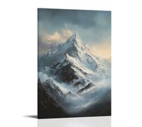 XMHMYHZJ The Grandeur of A Snow Capped Mountain An Oil Rendering of Peaks Touching The Sky Wall Art Mural Modern Decoration Hanging Art Poster 16x24inch(40x60cm)