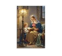 XMHMYHZJ The Madonna of The Book, Reading with Child, Intimate Lighting, Dutch Realism Wall Art Mural Modern Decoration Hanging Art Poster 08x12inch(20x30cm)