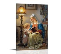 XMHMYHZJ The Madonna of The Book, Reading with Child, Intimate Lighting, Dutch Realism Wall Art Mural Modern Decoration Hanging Art Poster 16x24inch(40x60cm)