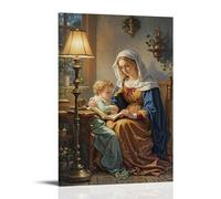 XMHMYHZJ The Madonna of The Book, Reading with Child, Intimate Lighting, Dutch Realism Wall Art Mural Modern Decoration Hanging Art Poster 24x36inch(60x90cm)